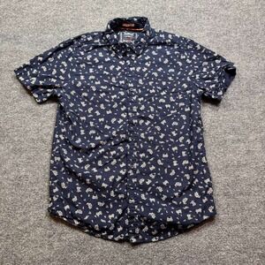 Company Eighty One Button Down Shirt Mens Medium Navy Blue Paisley Print‎ Casual